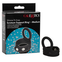 Silicone Tri-Snap Scrotum Support Ring Medium Black - £8.99 GBP