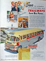 1950 National Trailways Bus System, Print Ad. 50&#39;s full page color Illustrati... - £14.30 GBP