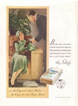 Chesterfield, 30&#39;s Print Ad. Color Illustration (woman green dress) Original ... - £14.06 GBP