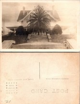 USA Unknown Location Outside View Two Story Home Palm Tree RPPC Antique Postcard - £14.86 GBP