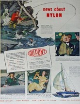 DuPont Nylon, 40&#39;s Print Ad. Color Illustration (man fishing / woman with cat... - £14.13 GBP