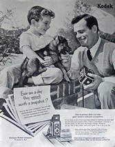 Eastman Kodak Company, 50&#39;s Print Ad. B&amp;W Illustration (father,son and p... - $17.89