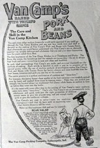 Van Camp&#39;s Pork and Beans, 1907 Print Advertisment, B&amp;W Illustration 5 1/2&quot; X... - £8.78 GBP