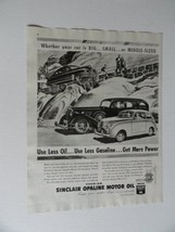 Sinclair Opaline Motor Oil, 40&#39;s Print Ad. B&amp;W Illustration, painting (cars a... - £14.37 GBP