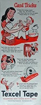Texcel Tape, 40's Print ad. Color Illustration (card tricks) Original Vintage... - $17.89