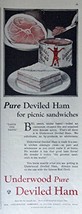 Underwood Deviled Ham, 20's Print Ad. Color Illustration (for picnic sandwich... - $17.89