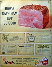 Rath Ham, 60's full page Color Illustration, 10 1/4" x 13 3/4" Print Ad. (how... - $17.89