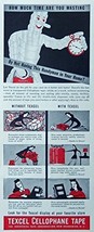 Texcel Cellophane Tape, 40&#39;s Vintage Print Ad. Color Illustration, (handyman)... - £14.07 GBP