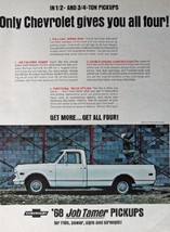 1968 Chevrolet Pickup, 60&#39;s Print Ad. Full Page Color Illustration 10 1/2&quot; X ... - £13.99 GBP