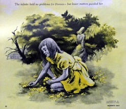 John McClelland,1948 Color Illustration 8&quot;x 7&quot; Print art (girl picking flower... - £14.34 GBP