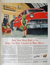 Hertz Rent A Car, 50&#39;s Print ad. Full page Color Illustration (Al Moore, art-... - £14.29 GBP