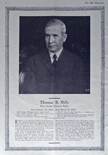 Thomas B. Mills, 30's picture (past grand exalted ruler) Original Vintage 193... - $17.89