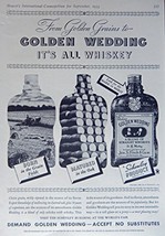 Golden Wedding Whiskey, 1930&#39;s Print ad. Full Page B&amp;W Illustration (gra... - $17.89