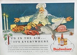 Budweiser Beer, Print Ad. Color Illustration (Santa Claus, It&#39;s in the air) O... - £14.22 GBP