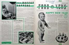 1936 Food News, Vol. 4 No. 17 December 28, Print Advertisment. Illustrat... - $17.89