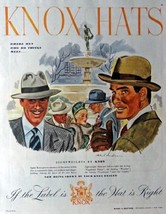 Knox Hats, 40's Print Ad. Color Illustration 10 1/2" X 13 1/2" Print Art. (wh... - $17.89