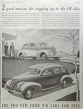 1938 Ford V-8, Print Ad. 30&#39;s B&amp;W Illustration, (Tudor,Fordor) original 1938 ... - £14.17 GBP