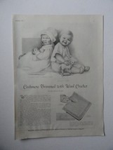 Wool Crochet, 20&#39;s Print Ad. full page B&amp;W Illustration by Annie Benson Mulle... - £14.15 GBP