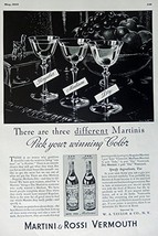 Martini and Rossi Vermouth, 1935 Print Ad. B&amp;W Illustration (pick your winnin... - £13.97 GBP