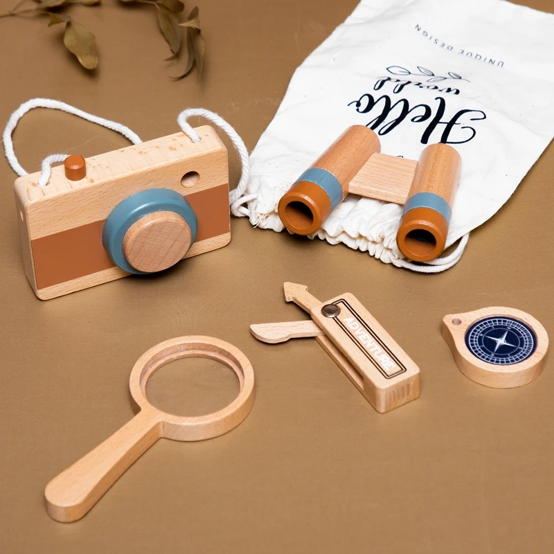 Wooden Montessori Outdoor Adventure Toy Wooden Camera,Magnifying - £15.15 GBP+