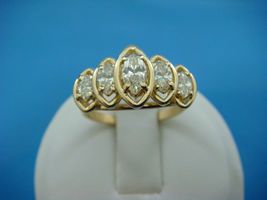 5 Stone Marquise Cut Diamonds 14K Yellow Gold Over Ring Engagement Band 3.20Ct - £72.92 GBP