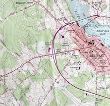 Map Belfast Maine USGS 1973 Topographic Geological 1:24000 27x22&quot; TOPO18 - £33.80 GBP