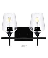 2-Light Matt Black Vanity Light Bathroom with Clear Glass Shades - €43,98 EUR