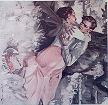 C.E. Chambers, 30&#39;s Color Illustration Print art (man and woman kissing in wo... - £14.15 GBP