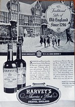 Harvey&#39;s Bristol Cream, 1935 Print Ad. B&amp;W Illustration (Traditional gifts of... - £13.37 GBP