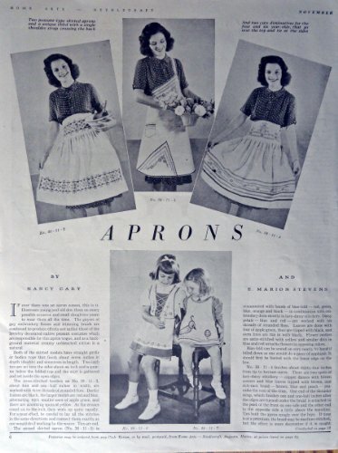 Primary image for Apron designs, November 1938, Print Ad. Full Page B&W Illustration (aprons by...