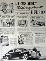 1941Hudson Car, Print advertisment. 40&#39;s B&amp;W Illustration, 10 1/4&quot; x 14&quot; Full... - £14.52 GBP