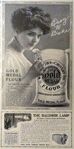 Gold Medal Flour/Baldwin Carbide Lamp, 1913 Print Advertisment. B&amp;W Illustrat... - £14.07 GBP