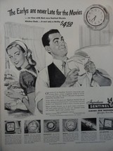 Ingraham Sentinel Clocks and Watches ,40's B&W Illustration/Painting, Print A... - $17.89