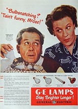 Fibber McGee and Molly, 40&#39;s Print ad. full page Color Illustration (G-E Lamp... - £8.78 GBP