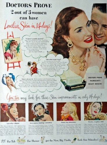 Primary image for Palmolive Soap, 1947 Print Advertisment. Color Illustration, 10 1/2" x 13 1/2...