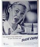 Dixie Cups, 40&#39;s Print Ad. B&amp;W Illustration (&quot;our customers keep coming ... - £10.21 GBP