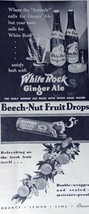Beech-Nut Fruit Drops / White Rock Ginger Ale, 30&#39;s Print Ad. B&amp;W Illustratio... - £14.34 GBP