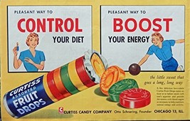 Curtiss fruit Drops, 50&#39;s Print ad. Color Illustration (candy-woman bowling) ... - £14.38 GBP