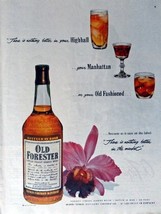 Old Forester Whiskey, 50&#39;s Print Ad. Color Illustration (highball,manhattan,o... - £13.98 GBP