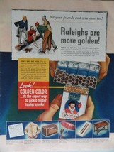 Raleighs, 1942 Color Illustration,Print Ad. 10 1/2"x13 1/2"(ice skating/fire ... - $17.89