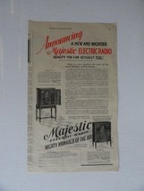 Majestic Electric Radio,30&#39;s Print Ad. B&amp;W Illustration (model 72 and 71) Ori... - £14.07 GBP