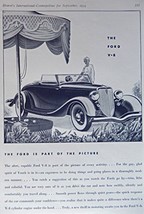 1934 Ford V-8, 1930&#39;s Print ad. Full Page B&amp;W Illustration (the ford is ... - $17.89