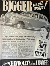 1940 Chevrolet Car, Print advertisment. 40&#39;s B&amp;W Illustration, 10 1/4&quot; x 13 1... - £14.52 GBP