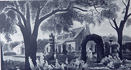 Everett Henry, 30's B&W Illustration, Print art (beautiful home, mother, fath... - $17.89