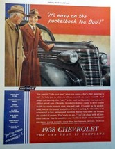 1938 Chevrolet, 30's Full Page Color Illustration, 10 1/2" x 13 1/2" Print Ad... - $17.89