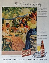 Schlitz Beer, 40&#39;s Print ad. Full Page Color Illustration (for gracious livin... - £14.34 GBP