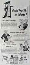Johnson Baby Powder, 40&#39;s B&amp;W print ad. Illustration, painting (What&#39;s your I... - £13.98 GBP