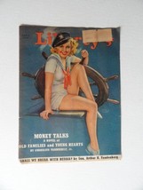 Liberty Magazine, 1940 (cover only) cover art pretty girl on boat *** store link - $17.89