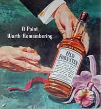 Old Forester Whiskey, 50&#39;s Print ad. Full Page Color Illustration (orchid--Br... - £13.98 GBP