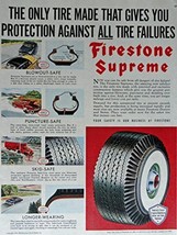 Firstone Supreme Tires, 50&#39;s Print Ad. full page Color Illustration (blowout ... - £10.38 GBP